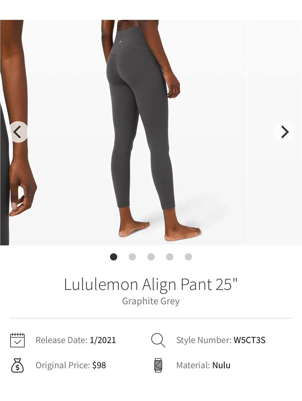 Lululemon Align High-Rise Pant 25in Graphite Grey size 6. GUC for very minor nor